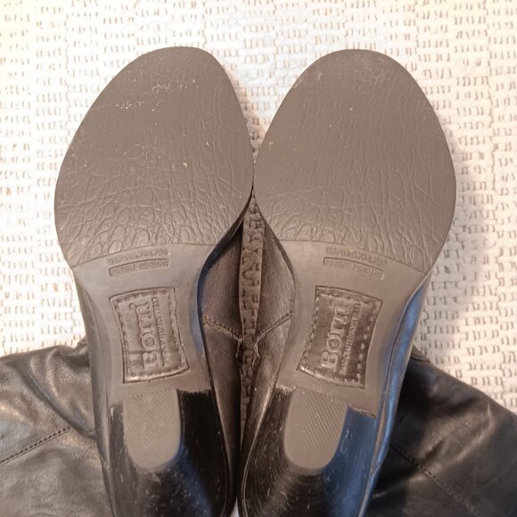 Born women's soft black leather knee high mid heel boots sz 11 Medium - Picture 7 of 15